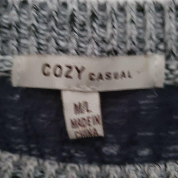 COZY Casual Women's Polka Dot 3/4 Sleeve Knit Gray Pullover Sweater Size M/L - Picture 7 of 10